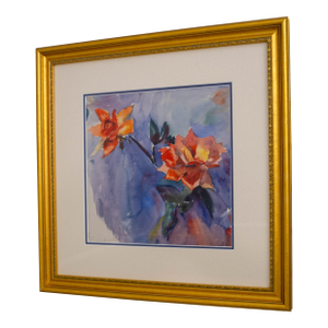 Abstract Floral Watercolor Roses Painting Unsigned