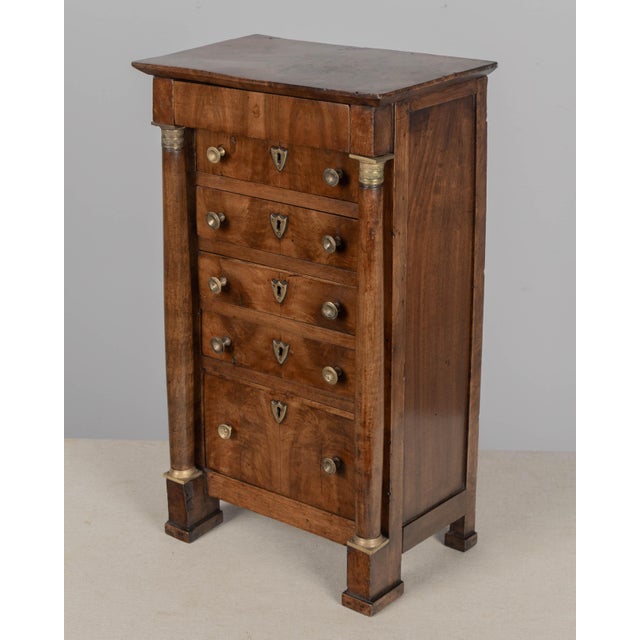 French Empire Miniature Semainier Chest, Walnut & Brass, Circa 1800 For Sale - Image 4 of 10