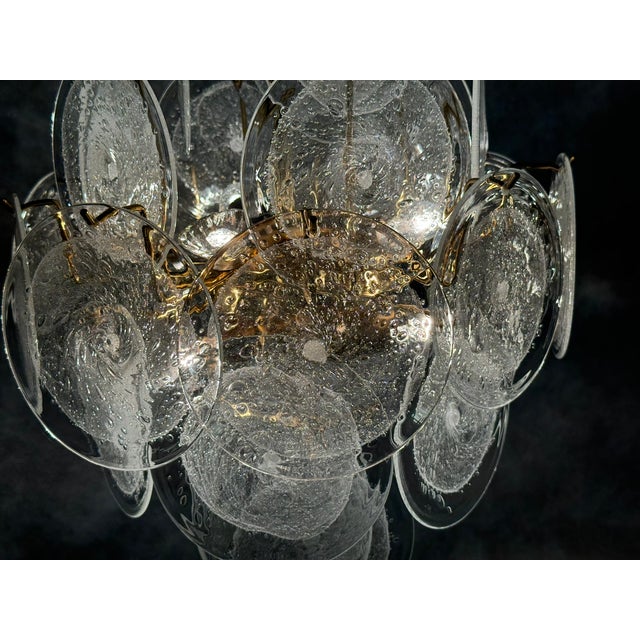 Gold Murano Glass Disc Chandelier by Vistosi, Italy, 1970s For Sale - Image 8 of 10