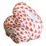 Herend Rust Fishnet Bunny Pair – Hand-Painted, 24k Gold Accents For Sale