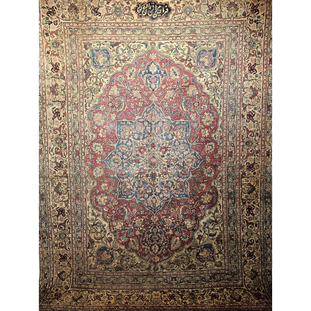19th Century Persian Kerman Lavar Rug, Hand-Knotted Wool, Floral Pattern, Red & Ivory, 8x11 For Sale - Image 13 of 18
