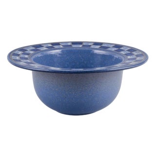 Large Danish Studio Ceramic Bowl with Checkered Pattern by Allan Hytholm For Sale
