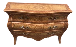 Late 20th Century French Louis Xv Style Marquetry Bombe Chest Dresser
