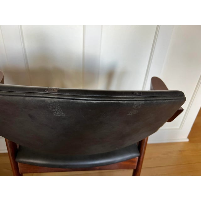 1960s Kai Kristiansen Model 42 Black Leather & Rosewood Chairs, Pair For Sale - Image 11 of 12