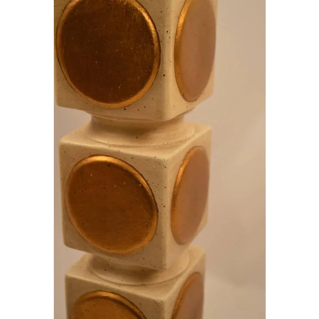 Stacked Cube Plaster Lamp With Gold Dot Motif For Sale In New York - Image 6 of 8