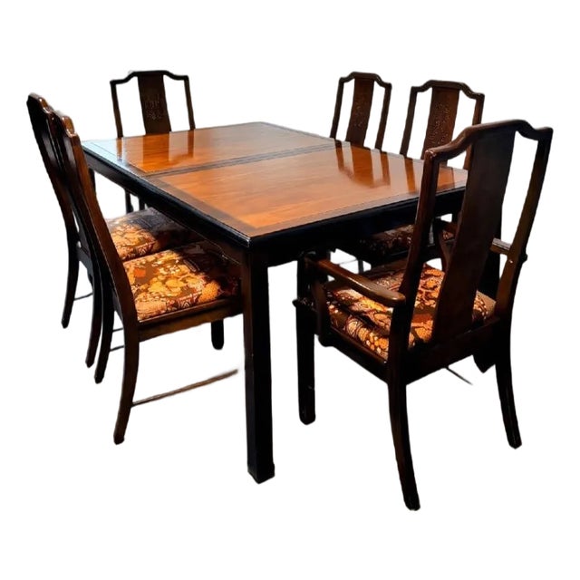 1970s Chin Hua Dining Table and Six Chairs by Raymond Sabota for Bernhardt Furniture For Sale