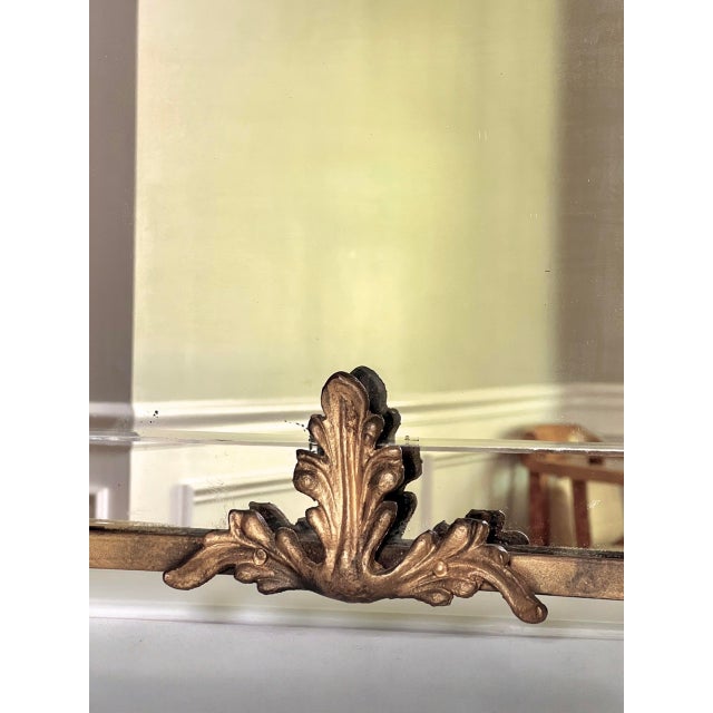 Oscar Bach Attributed Gilded Iron Console With Beveled Mirror, Marble Top, C. 1920 For Sale - Image 13 of 18