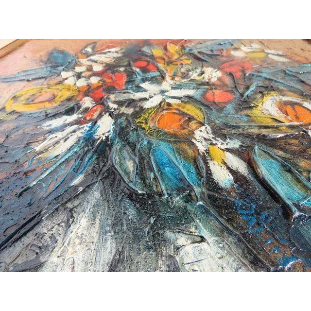 Brown Mid 20th Century Floral Still Life Acrylic Painting, Framed For Sale - Image 8 of 13