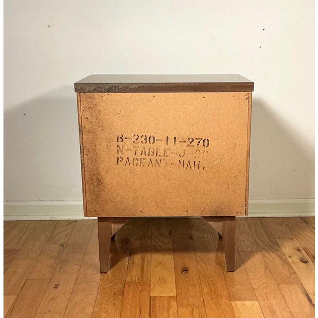 Mid Century Modern Walnut Bassett Nightstand Brass + Black 2 Drawer For Sale - Image 10 of 12