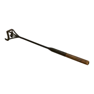 Large Authentic Antique Western Hand Wrought Iron & Wood Handle J Bar 7 Cattle Ranch Branding Iron