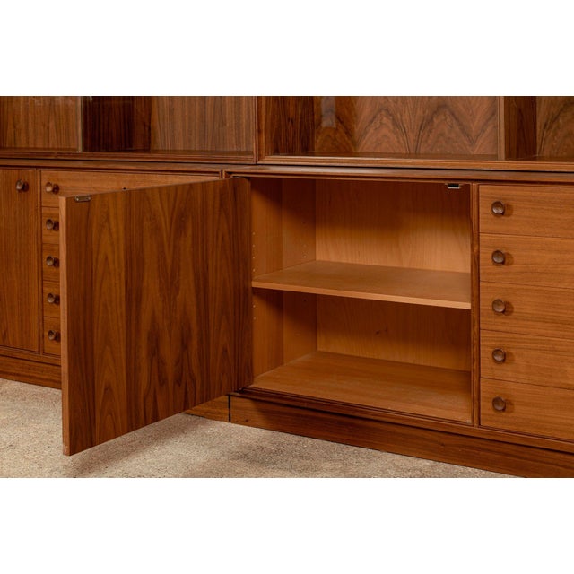Brown Pair of Swedish Mid-Century Modern Teak Bookcase Display Cabinets, 1960s For Sale - Image 8 of 18