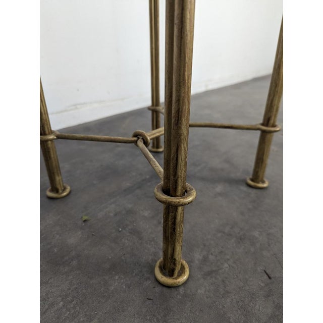 Wrought Iron Pedestal Table in the style of Diego Giacometti For Sale - Image 5 of 6