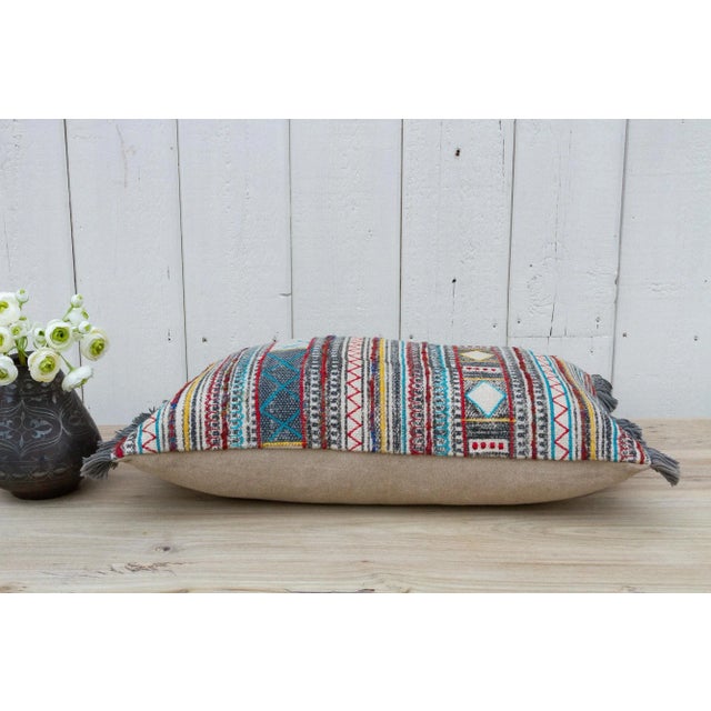 Textile Folk Gypsy Nomadic Moroccan Lumbar Pillow For Sale - Image 7 of 10