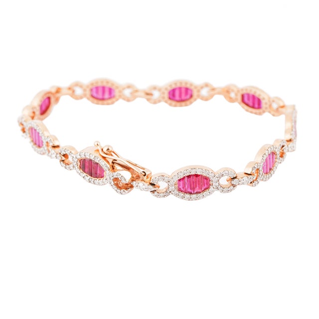 Natural ruby 5.72 & diamond 2.08cts bracelet in 18k gold For Sale - Image 10 of 18