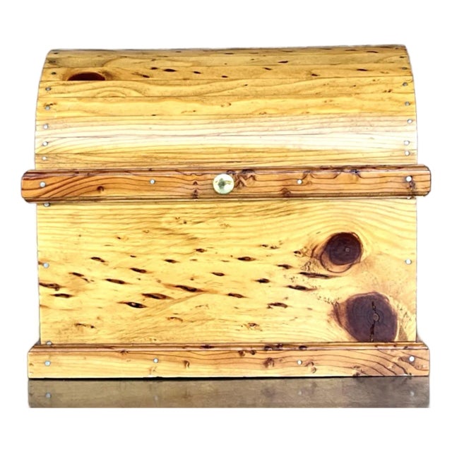 Vintage Domed Knotty Pine Storage Box For Sale