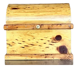 Vintage Domed Knotty Pine Storage Box