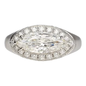 Gia Certified 1.50 Carat Marquise Cut Diamond Men's Pinky Ring Crafted in 18k White Gold Size 6