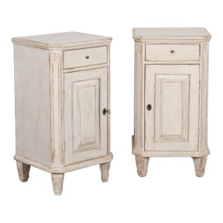 Pair, White Painted Nightstands, Sweden Circa 1880 For Sale