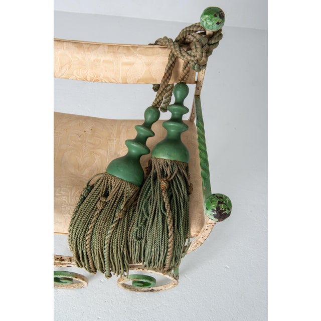 Metal Curcule Style Wrought Iron Arm Chair - Vintage Antique Furniture 1920s For Sale - Image 7 of 13