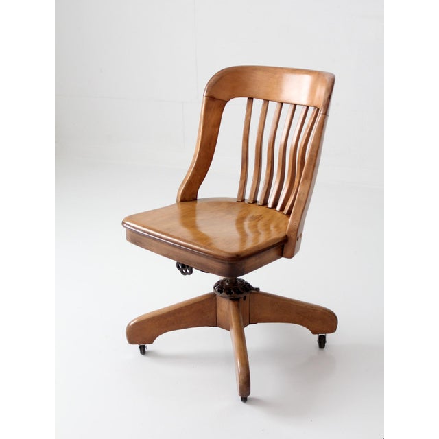 American Antique Spritzer's Wood Swivel Desk Chair For Sale - Image 3 of 17