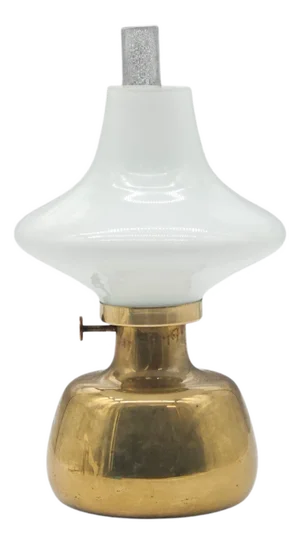 Henning Koppel Danish Modern Petronella Oil Lamp for Louis Poulsen, Brass & Opaline Glass