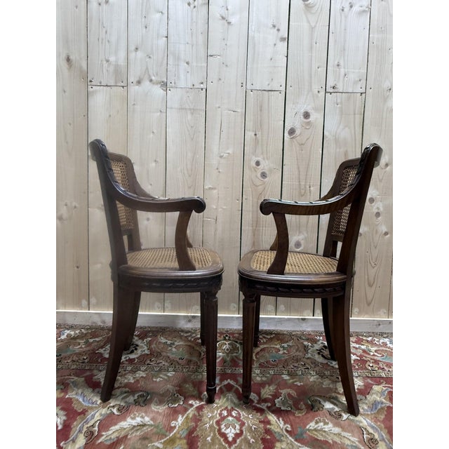 Vintage Louis XVI Style Cane Armchairs, 1920s For Sale - Image 3 of 6