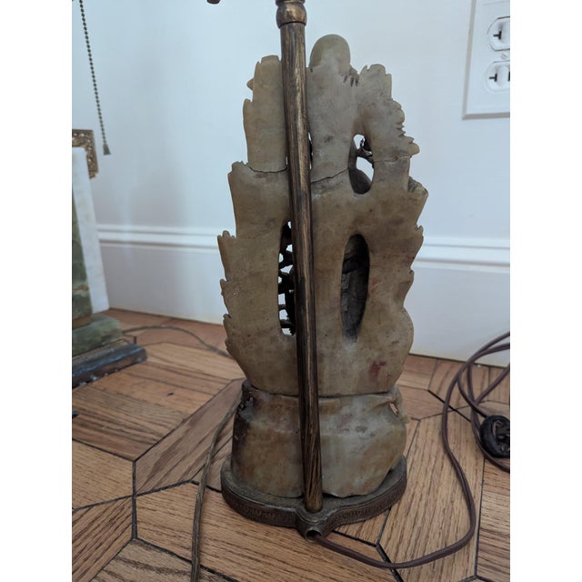 Stone Antique Chinese Soapstone Lamp For Sale - Image 7 of 7