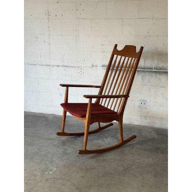 In Style of Eg Møbler Razorblade Oak Rocking Chair Danish Mid-Century Modern 1960s For Sale - Image 9 of 10