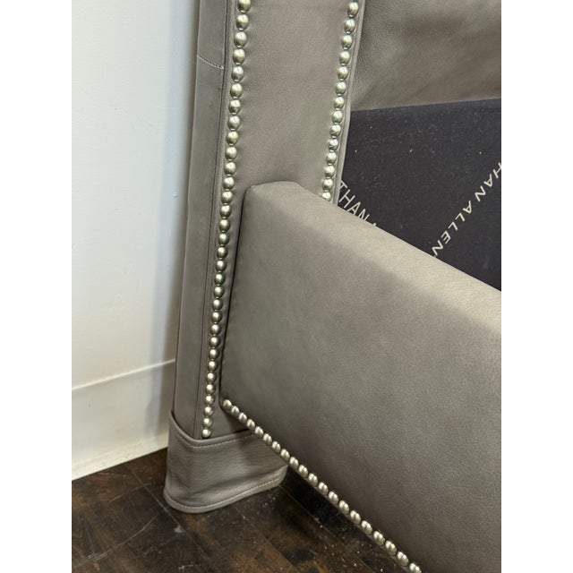 Eastern King Size Ethan Allen Tufted Nailhead Leather Bed Frame For Sale In San Francisco - Image 6 of 12