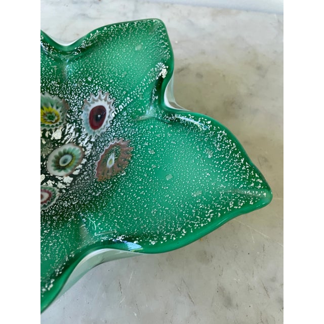 Fratelli Toso Vintage Fratelli Toso Mid Century Green and Silver Bowl For Sale - Image 4 of 8