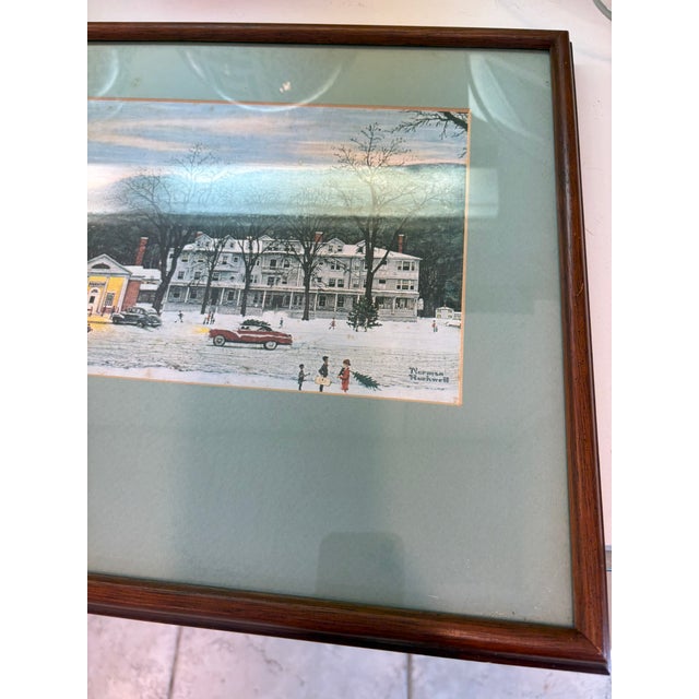 Vintage Norman Rockwell Stockbridge Main Street at Christmas Framed Offset Lithograph Print Reproduction For Sale - Image 10 of 13