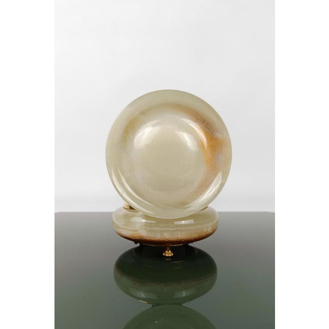Italian Carved Round Green Onyx Marble Box with Gilded Lionfeet, 1950s For Sale - Image 14 of 18