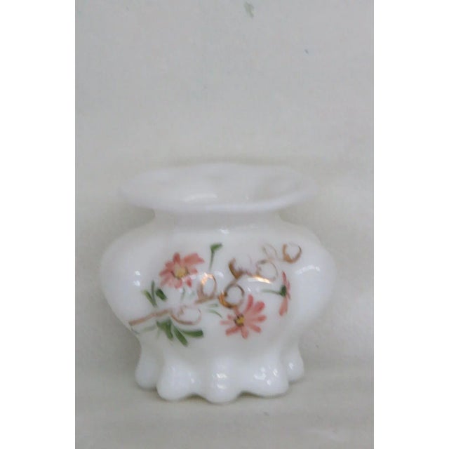 Consolidated Glass Hand Painted Floral White Catalonian Melon Vase For Sale - Image 9 of 13