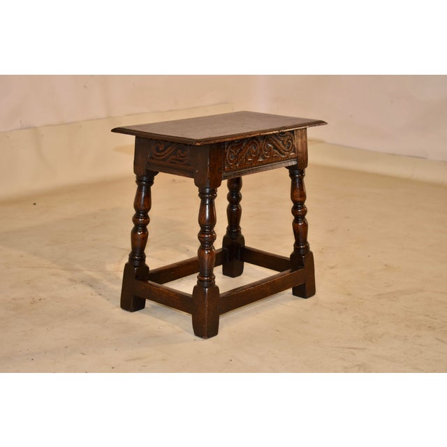 Victorian 19th Century English Carved Oak Joint Stool For Sale - Image 3 of 7
