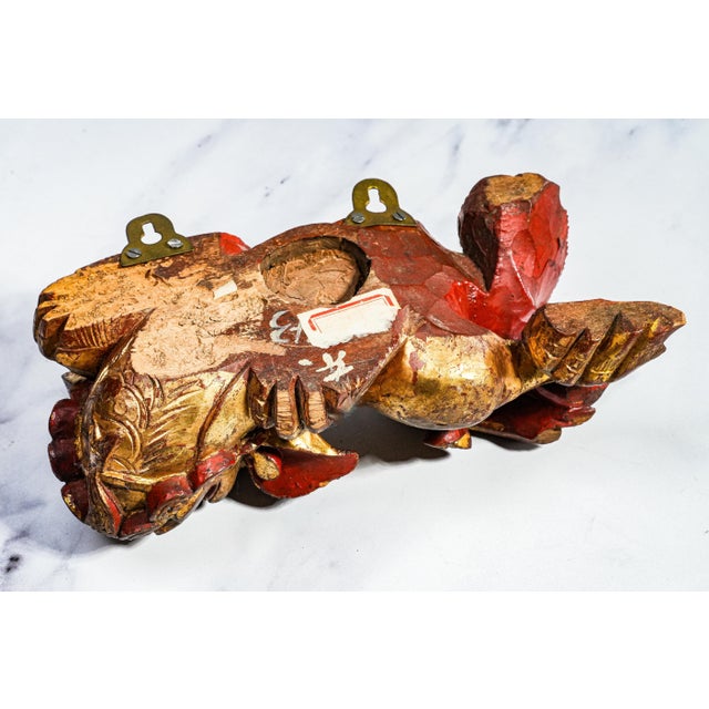 Hand Carved Antique Chinese Guardian Lion Wall Plaque Gilt Foo Dog Sculpture Asian Home Decor For Sale - Image 16 of 17