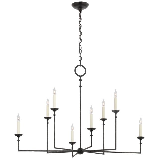 Chapman & Myers for Visual Comfort Signature Rowen Grande 8-Light Chandelier in Aged Iron For Sale