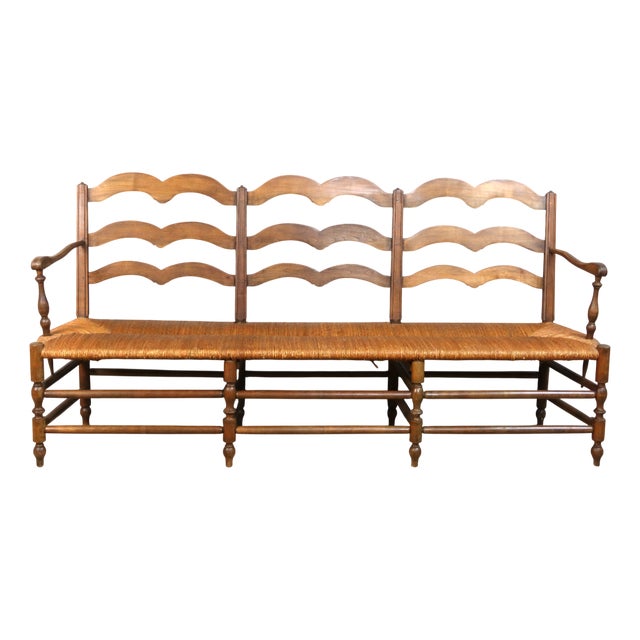 19th-Century Straw-Seated Bench or Radassier, 1890s For Sale