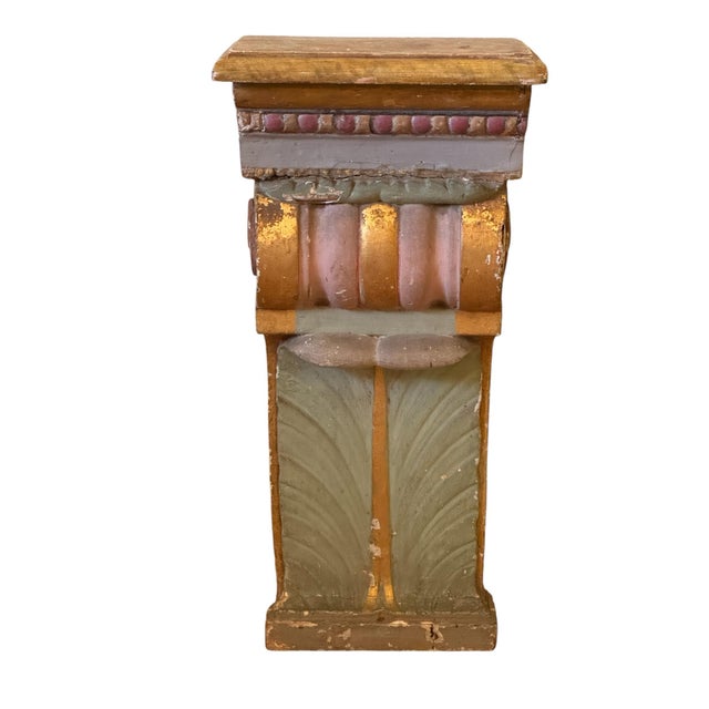 Matched pair of Italian painted brackets. Faux marble tops. One is 9.5w x 6d x 21h. The other is 12.5w x 8d x 21h. Nice...