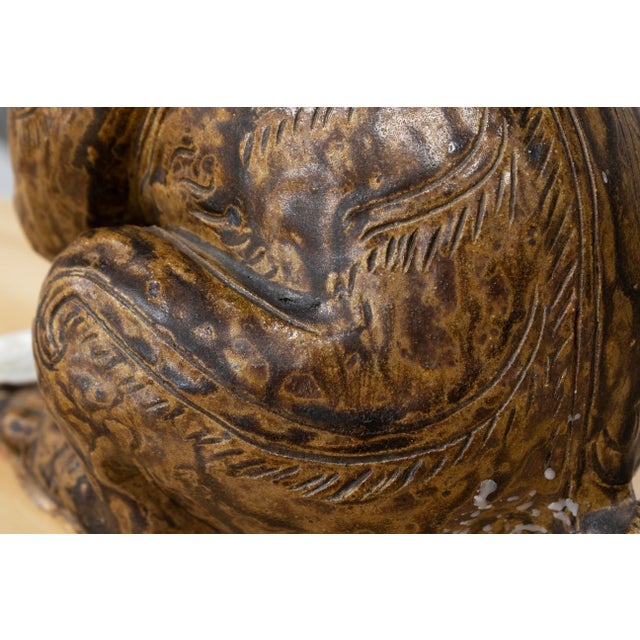 Ceramic Antique Asian Ceramic - Male Figure With Dragon, C. 20th Century Collectables For Sale - Image 7 of 9