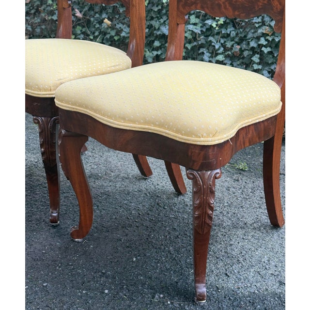 19th Century Flame Mahogany French Victorian Chairs - A Pair For Sale - Image 4 of 12