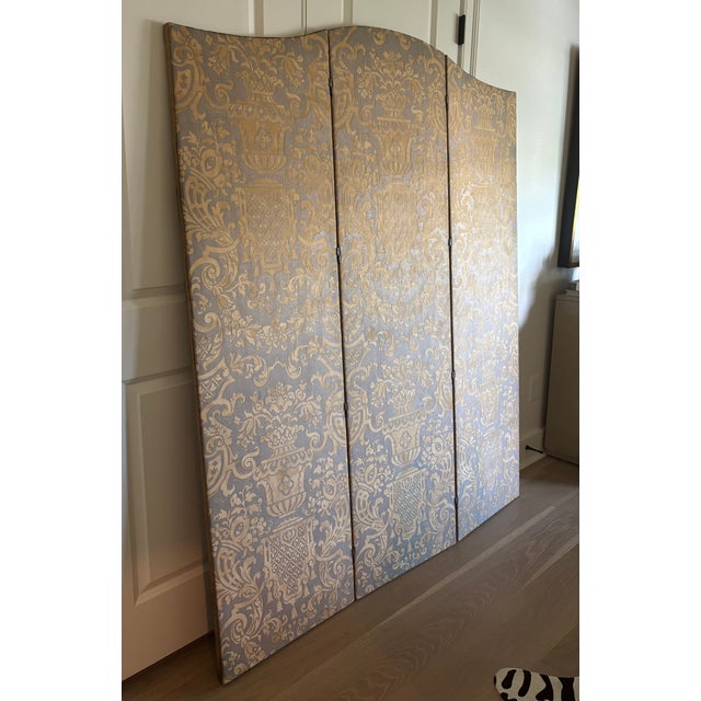 Vintage Fortuny 'Carnavalet' Three Panel Double Sided Screen / Double Sided Room Divider For Sale - Image 13 of 18