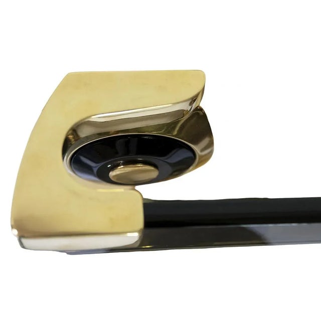 Brown Mid-Century Italian Acrylic Glass and Gilt Brass Bathroom Fixtures, 1970s, Set of 6 For Sale - Image 8 of 10