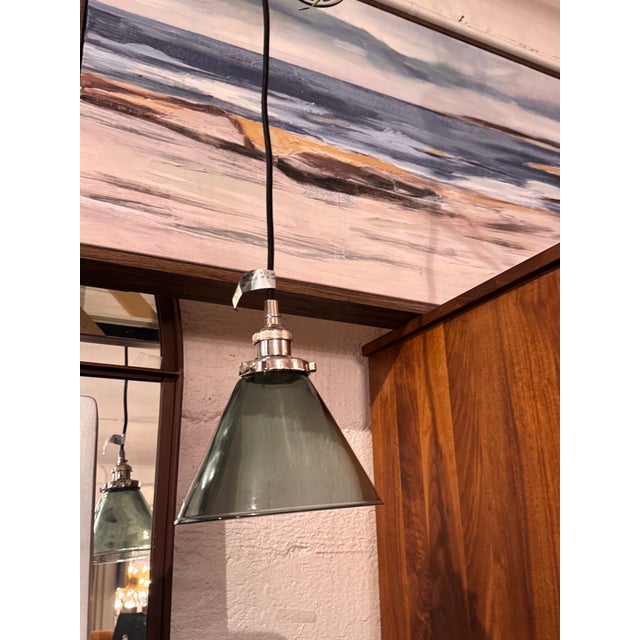 Black Restoration Hardware 20th C. Factory Filament Smoke Glass Barn Pendant For Sale - Image 8 of 14