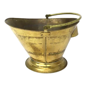 English Brass Coal Scuttle Fireplace Chimney Bucket Pot