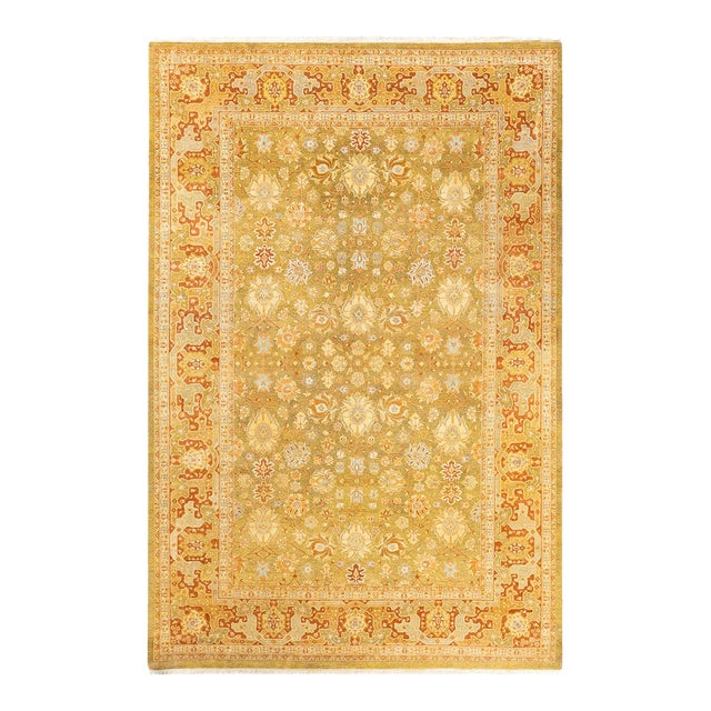 Mogul, One-of-a-Kind Hand-Knotted Area Rug - Green, 6' 2" x 9' 3" For Sale