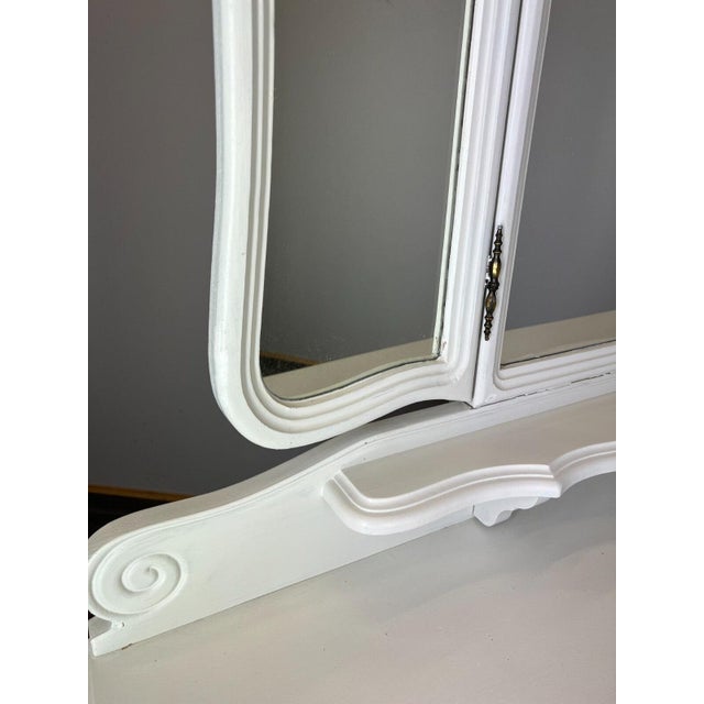 Glass French Louis XVI Style Carved Dressing Table For Sale - Image 7 of 18