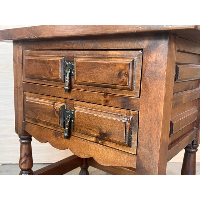 Metal 20th Century Spanish Nightstands With Two Drawers and Iron Hardware For Sale - Image 7 of 8