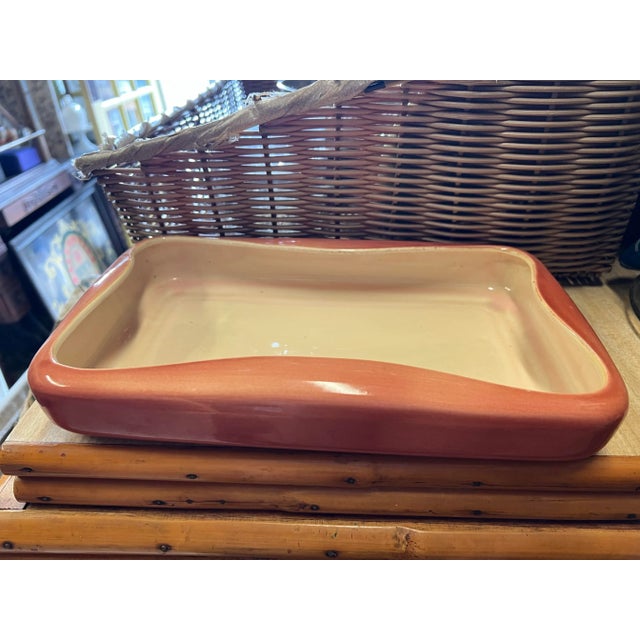 Vintage Orange Rectangle Ref Wing Pottery Bonsai Planter For Sale In West Palm - Image 6 of 7