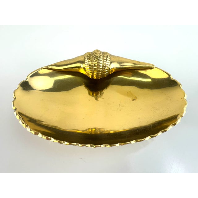 Vintage Brass Seashell Trinket Dish With Conch Detail For Sale - Image 9 of 13