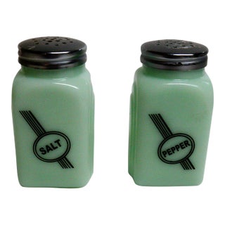 1930s Art Deco Jadeite Salt & Pepper Shakers For Sale